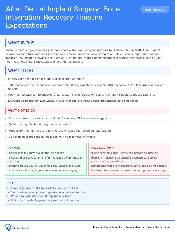 After Dental Implant Surgery: Bone Integration Recovery Timeline Expectations - patient handout preview
