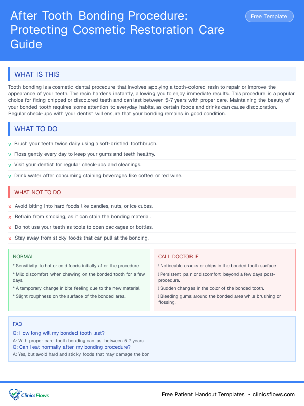 After Tooth Bonding Procedure: Protecting Cosmetic Restoration Care Guide - patient handout preview