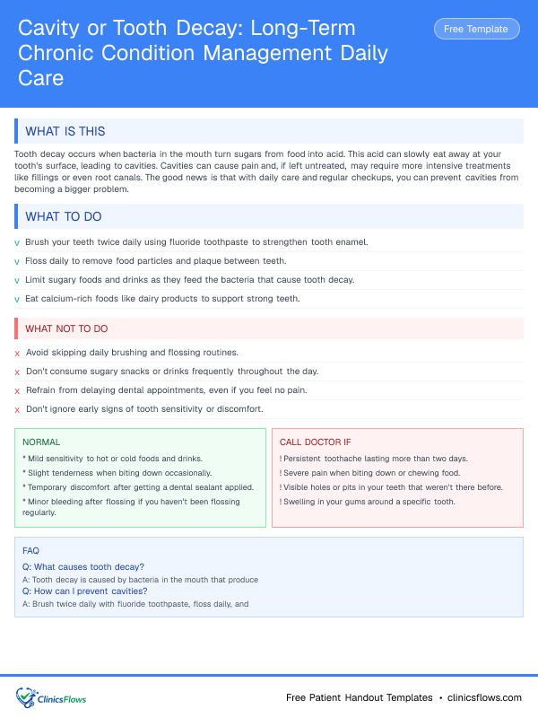 Cavity or Tooth Decay: Long-Term Chronic Condition Management Daily Care - patient handout preview
