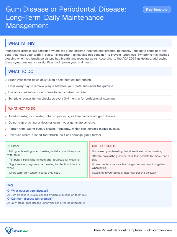 Gum Disease or Periodontal Disease: Long-Term Daily Maintenance Management - patient handout preview