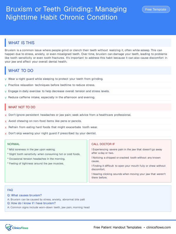 Bruxism or Teeth Grinding: Managing Nighttime Habit Chronic Condition - patient handout preview