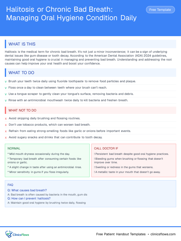 Halitosis or Chronic Bad Breath: Managing Oral Hygiene Condition Daily - patient handout preview