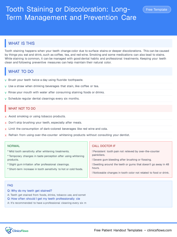 Tooth Staining or Discoloration: Long-Term Management and Prevention Care - patient handout preview