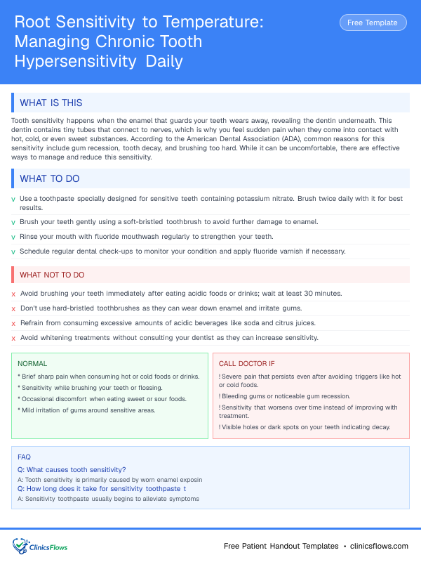 Root Sensitivity to Temperature: Managing Chronic Tooth Hypersensitivity Daily - patient handout preview