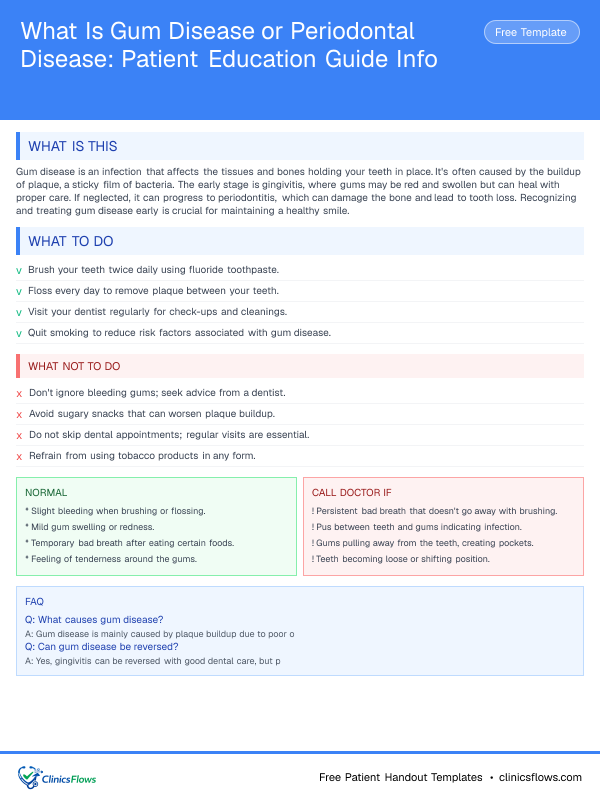 What Is Gum Disease or Periodontal Disease: Patient Education Guide Info - patient handout preview