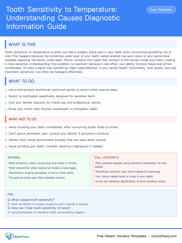 Tooth Sensitivity to Temperature: Understanding Causes Diagnostic Information Guide - patient handout preview