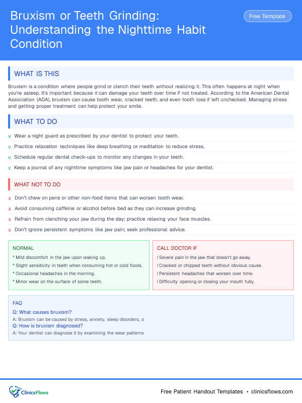 Bruxism or Teeth Grinding: Understanding the Nighttime Habit Condition - patient handout preview