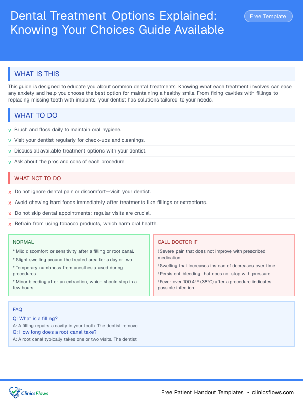 Dental Treatment Options Explained: Knowing Your Choices Guide Available - patient handout preview