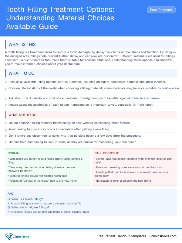 Tooth Filling Treatment Options: Understanding Material Choices Available Guide - patient handout preview