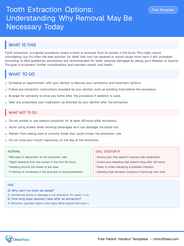 Tooth Extraction Options: Understanding Why Removal May Be Necessary Today - patient handout preview