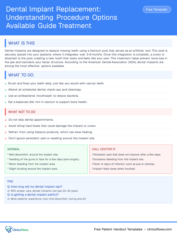 Dental Implant Replacement: Understanding Procedure Options Available Guide Treatment - patient handout preview
