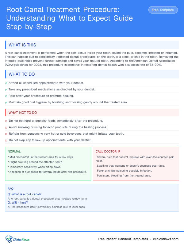 Root Canal Treatment Procedure: Understanding What to Expect Guide Step-by-Step - patient handout preview