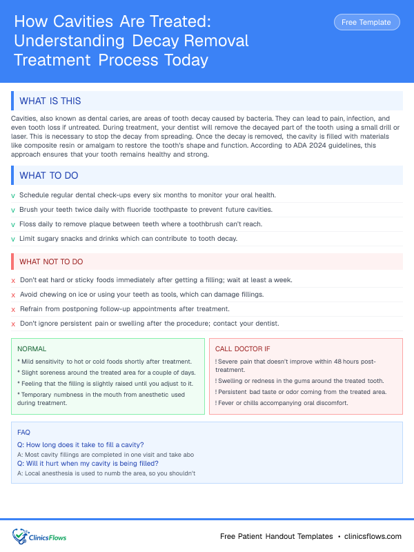 How Cavities Are Treated: Understanding Decay Removal Treatment Process Today - patient handout preview