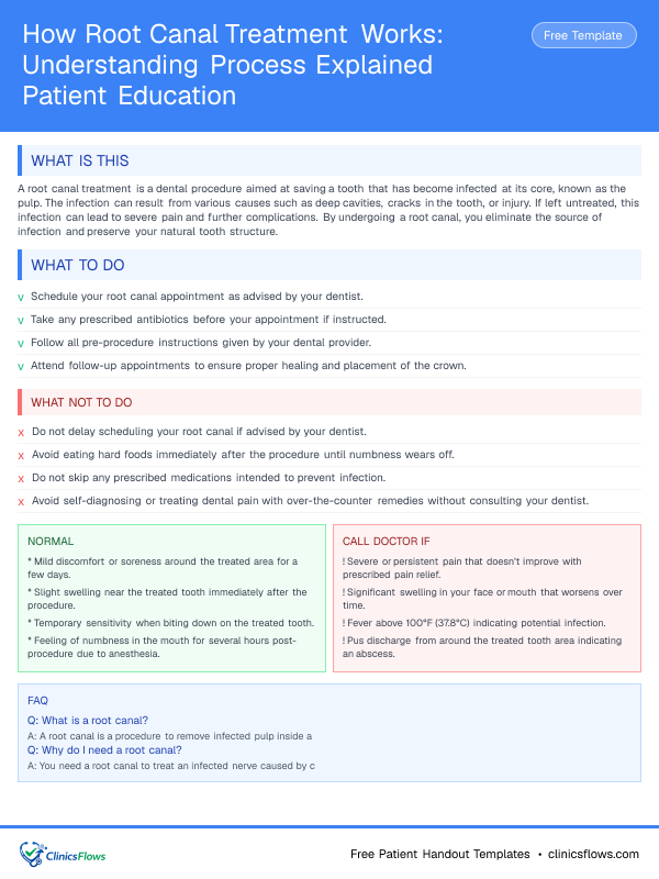 How Root Canal Treatment Works: Understanding Process Explained Patient Education - patient handout preview
