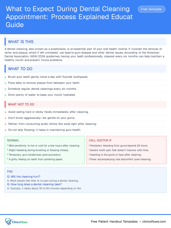 What to Expect During Dental Cleaning Appointment: Process Explained Educat Guide - patient handout preview