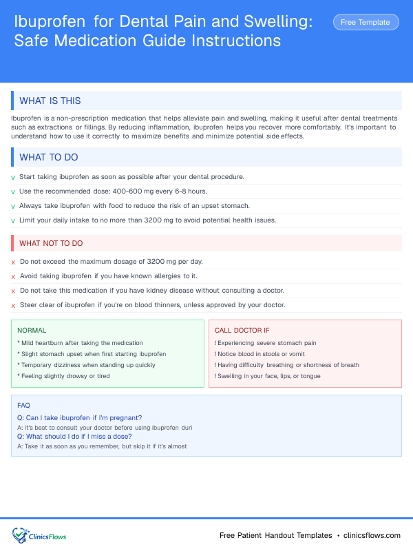 Ibuprofen for Dental Pain and Swelling: Safe Medication Guide Instructions - patient handout preview