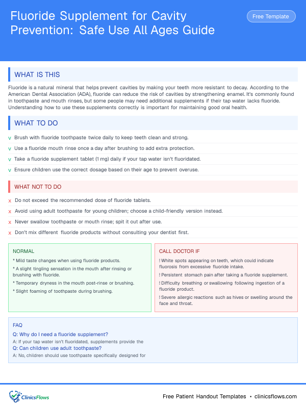 Fluoride Supplement for Cavity Prevention: Safe Use All Ages Guide - patient handout preview