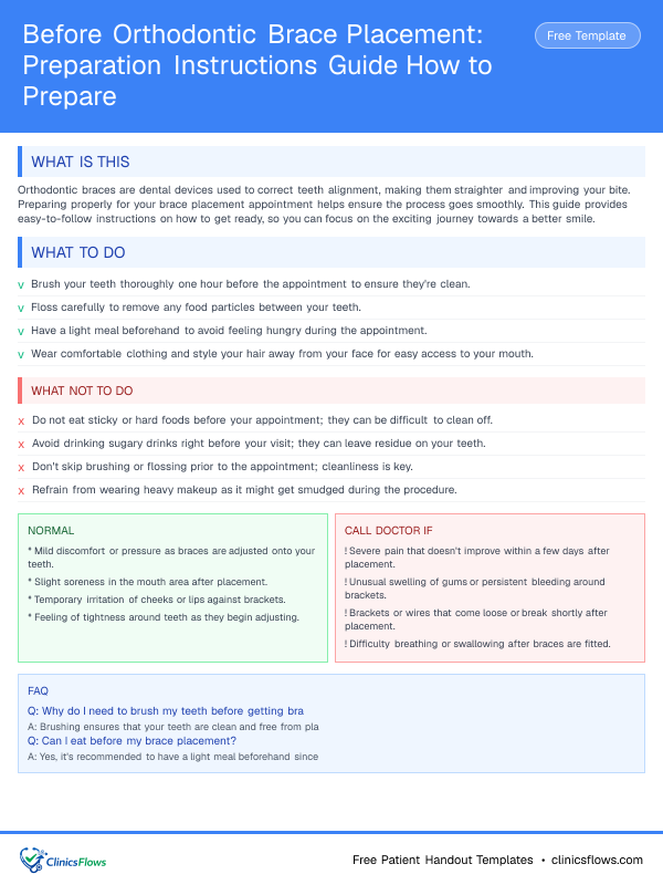 Before Orthodontic Brace Placement: Preparation Instructions Guide How to Prepare - patient handout preview