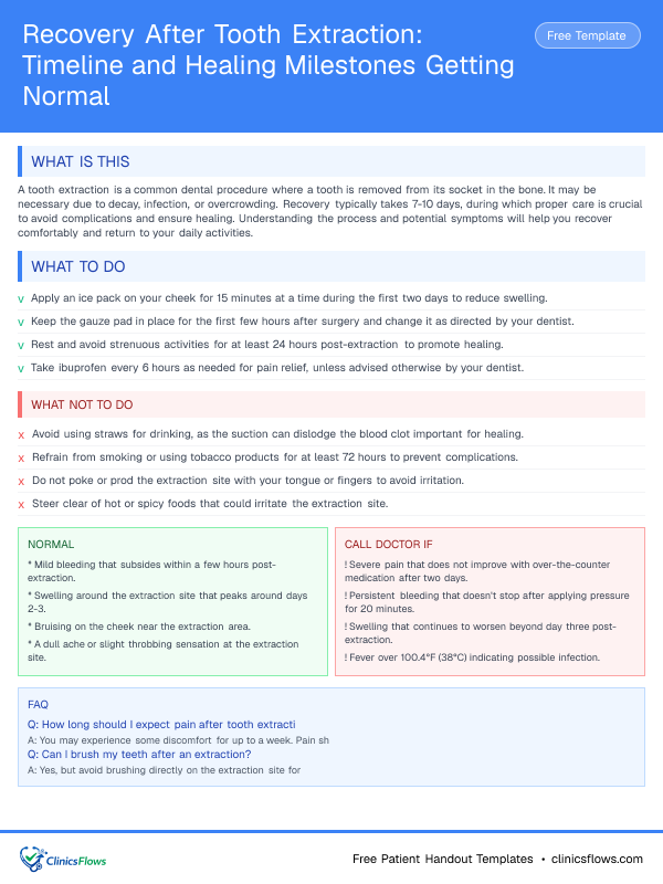 Recovery After Tooth Extraction: Timeline and Healing Milestones Getting Normal - patient handout preview