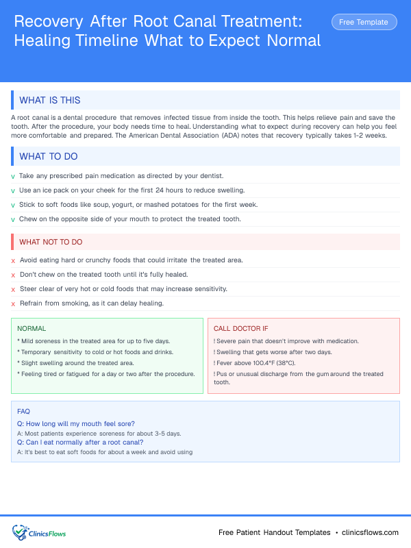 Recovery After Root Canal Treatment: Healing Timeline What to Expect Normal - patient handout preview