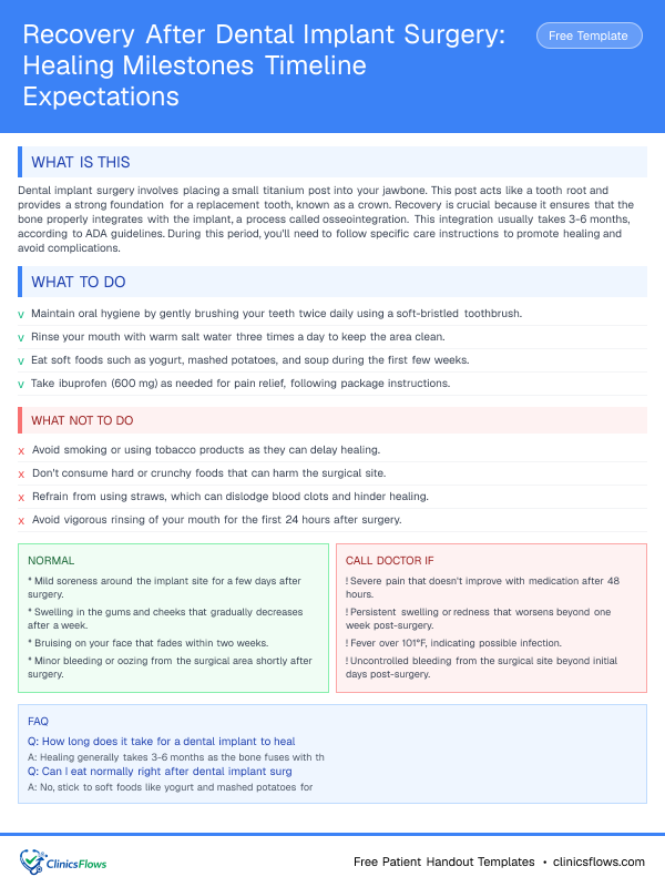 Recovery After Dental Implant Surgery: Healing Milestones Timeline Expectations - patient handout preview