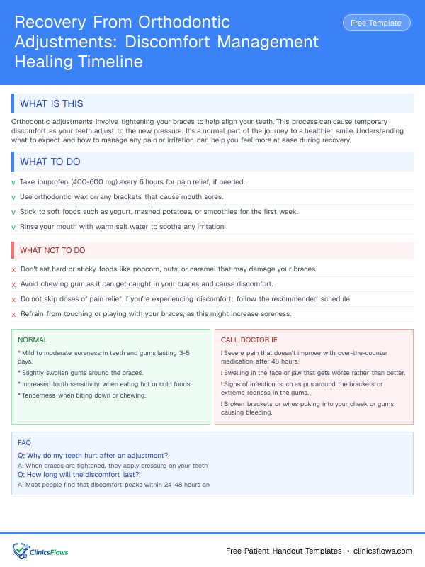 Recovery From Orthodontic Adjustments: Discomfort Management Healing Timeline - patient handout preview