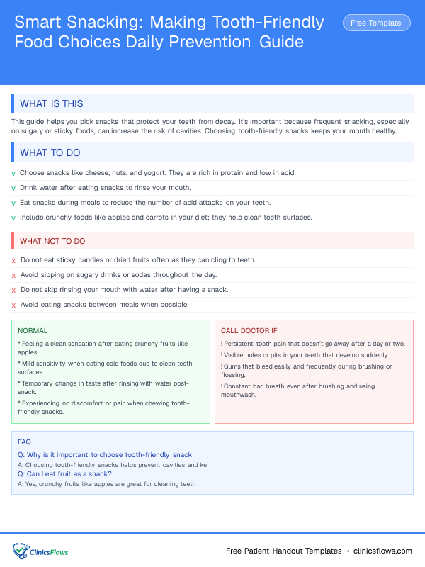 Smart Snacking: Making Tooth-Friendly Food Choices Daily Prevention Guide - patient handout preview