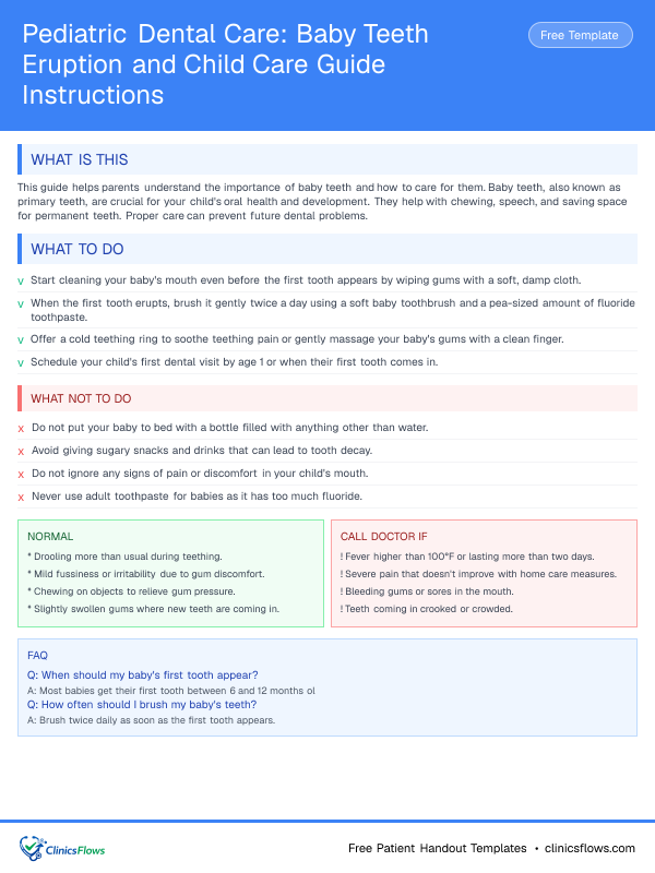 Pediatric Dental Care: Baby Teeth Eruption and Child Care Guide Instructions - patient handout preview