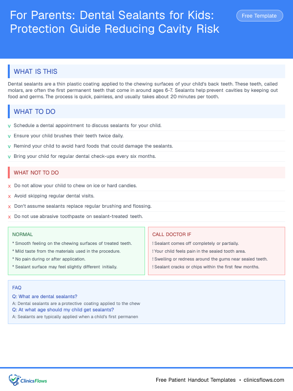 For Parents: Dental Sealants for Kids: Protection Guide Reducing Cavity Risk - patient handout preview