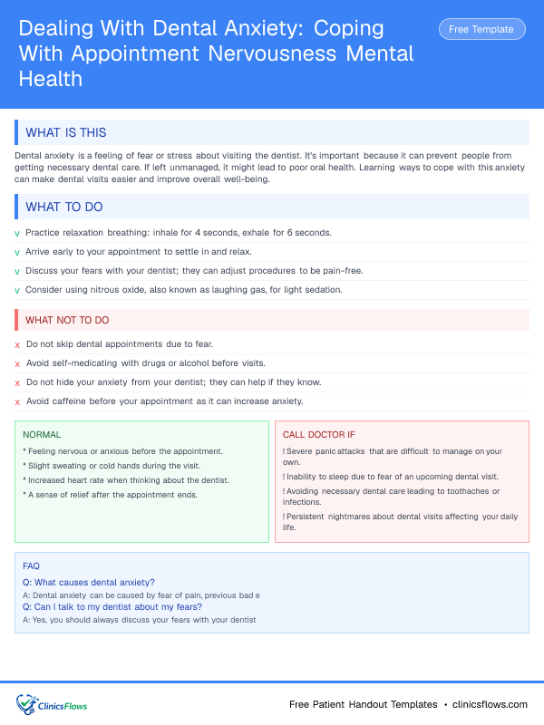 Dealing With Dental Anxiety: Coping With Appointment Nervousness Mental Health - patient handout preview