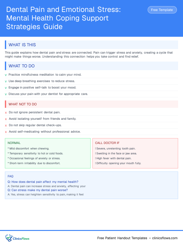 Dental Pain and Emotional Stress: Mental Health Coping Support Strategies Guide - patient handout preview