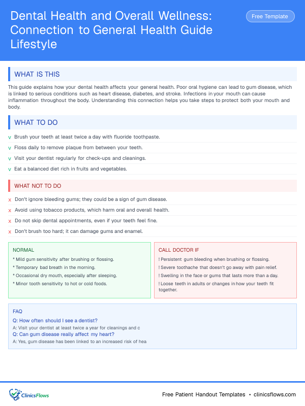 Dental Health and Overall Wellness: Connection to General Health Guide Lifestyle - patient handout preview