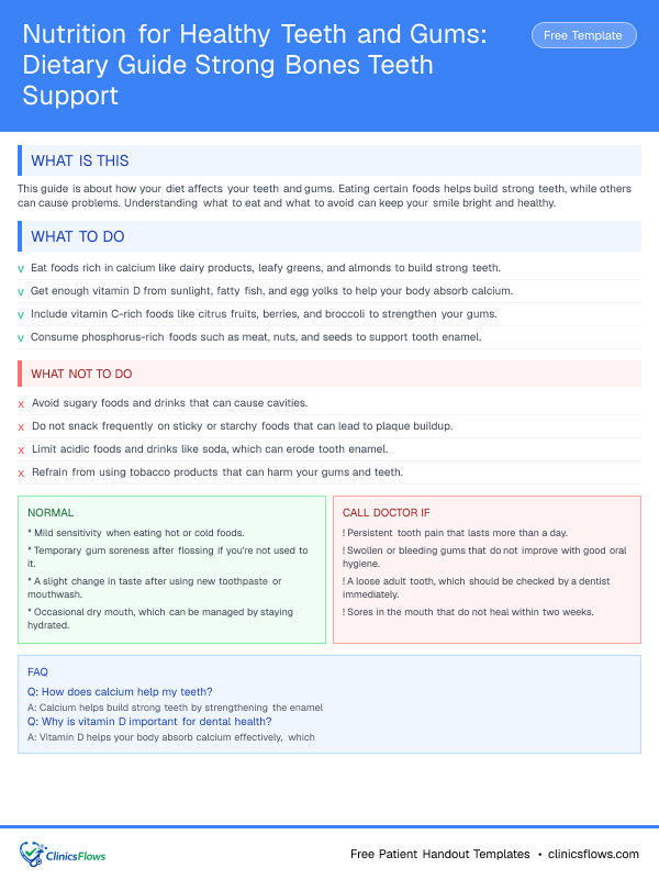 Nutrition for Healthy Teeth and Gums: Dietary Guide Strong Bones Teeth Support - patient handout preview