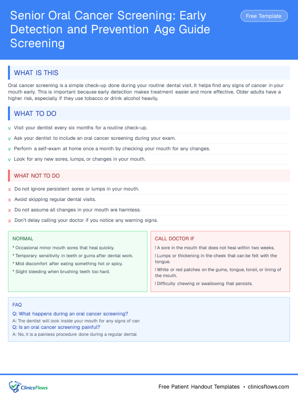 Senior Oral Cancer Screening: Early Detection and Prevention Age Guide Screening - patient handout preview