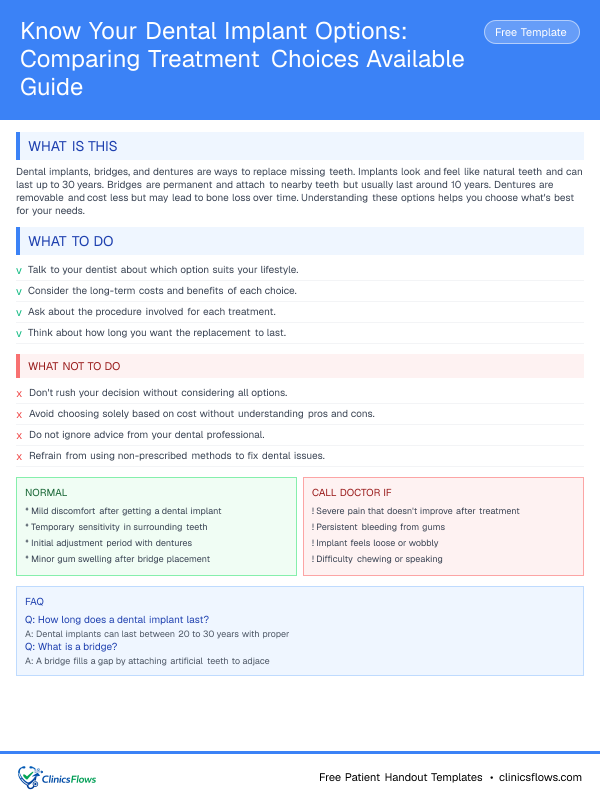Know Your Dental Implant Options: Comparing Treatment Choices Available Guide - patient handout preview