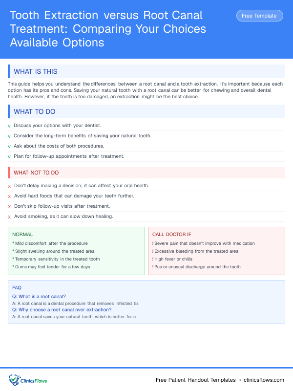 Tooth Extraction versus Root Canal Treatment: Comparing Your Choices Available Options - patient handout preview