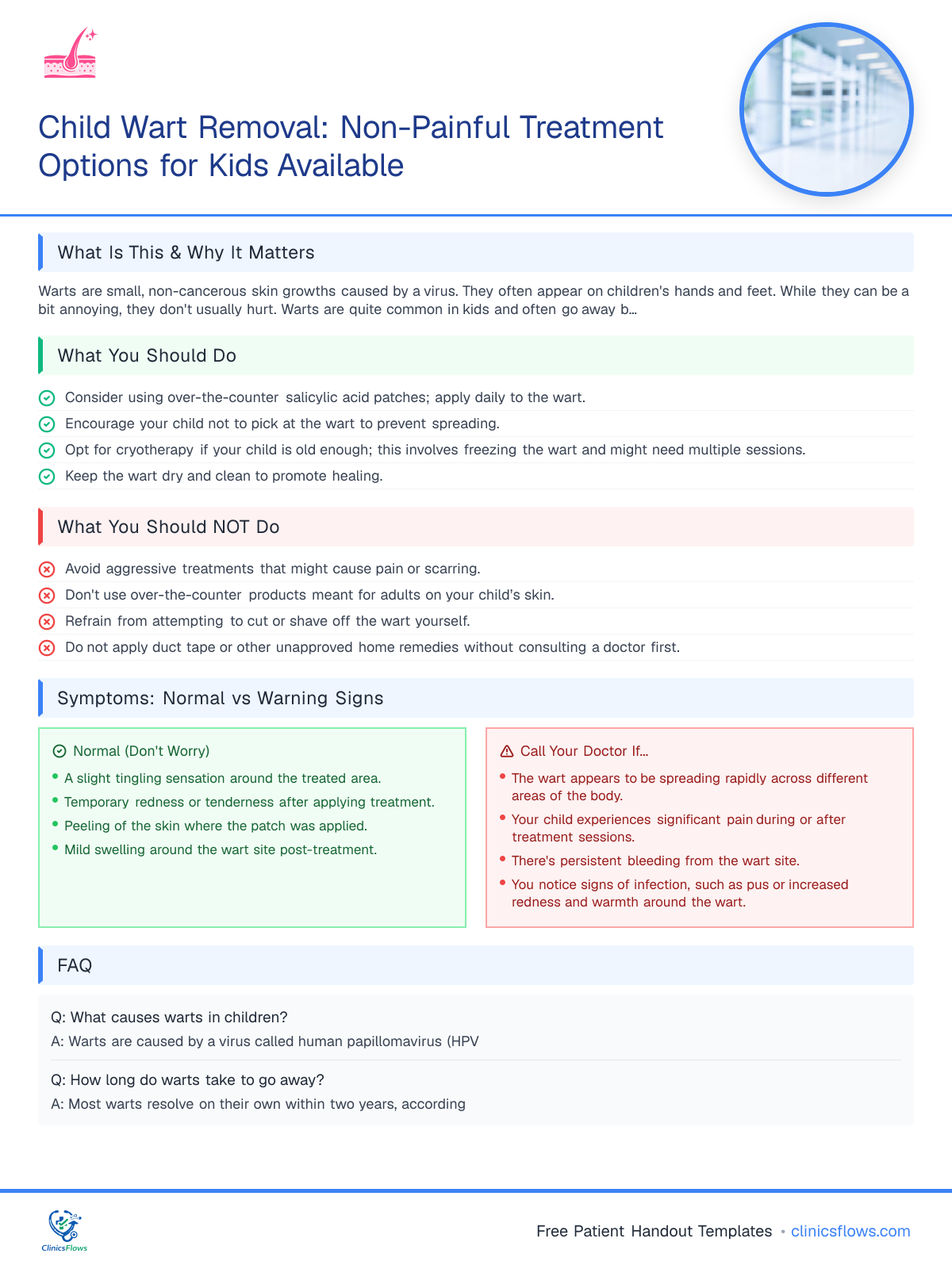 Child Wart Removal: Non-Painful Treatment Options for Kids Available - patient handout preview