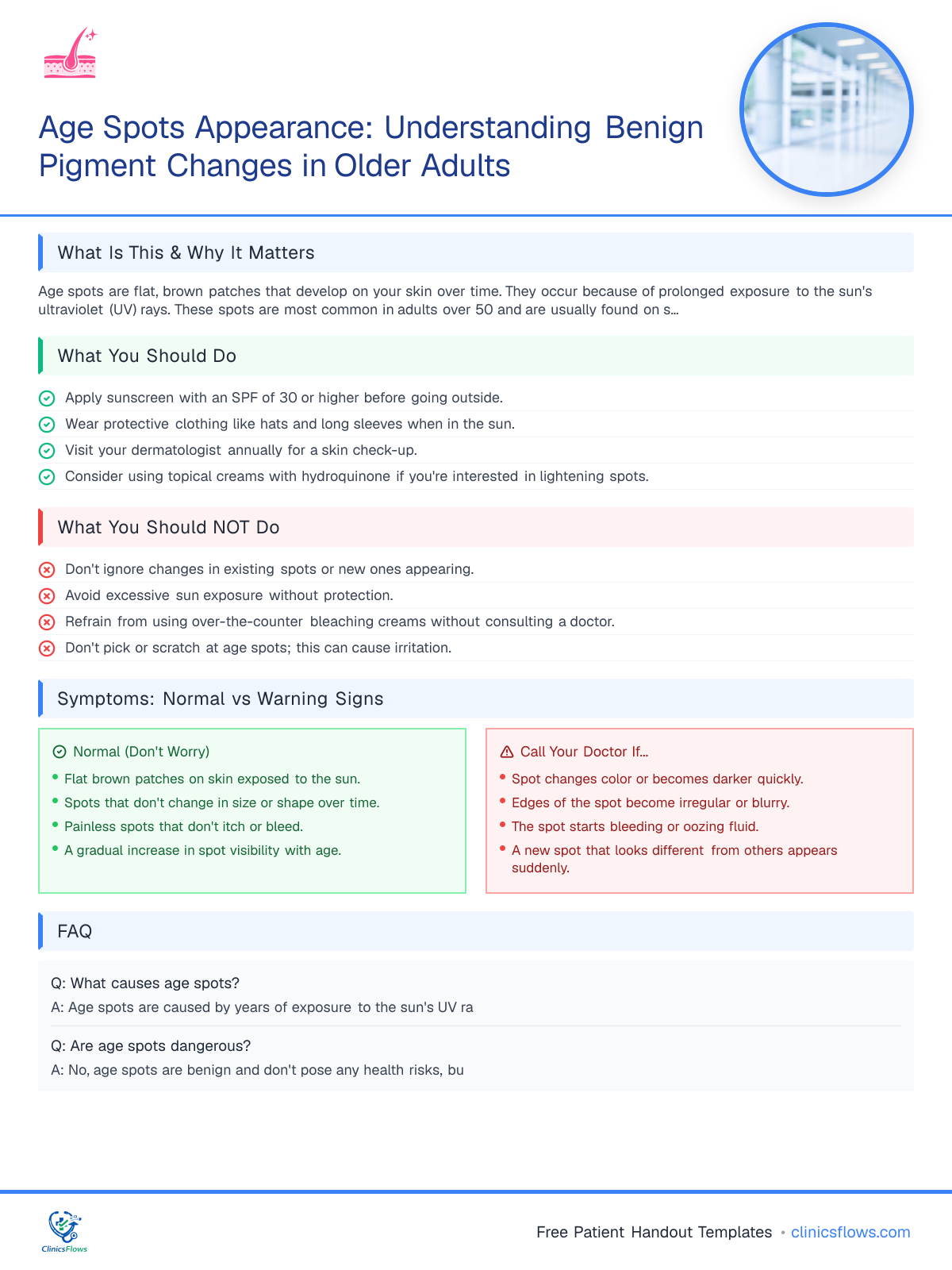 Age Spots Appearance: Understanding Benign Pigment Changes in Older Adults - patient handout preview