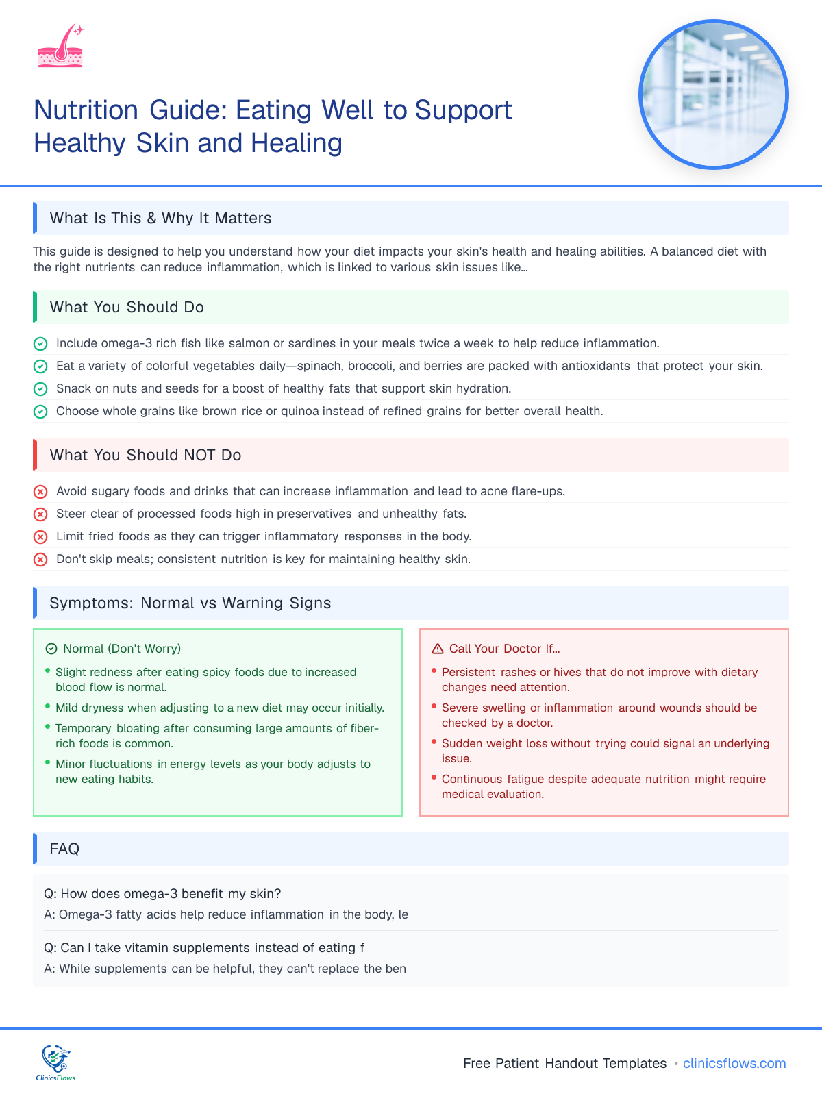 Nutrition Guide: Eating Well to Support Healthy Skin and Healing - patient handout preview