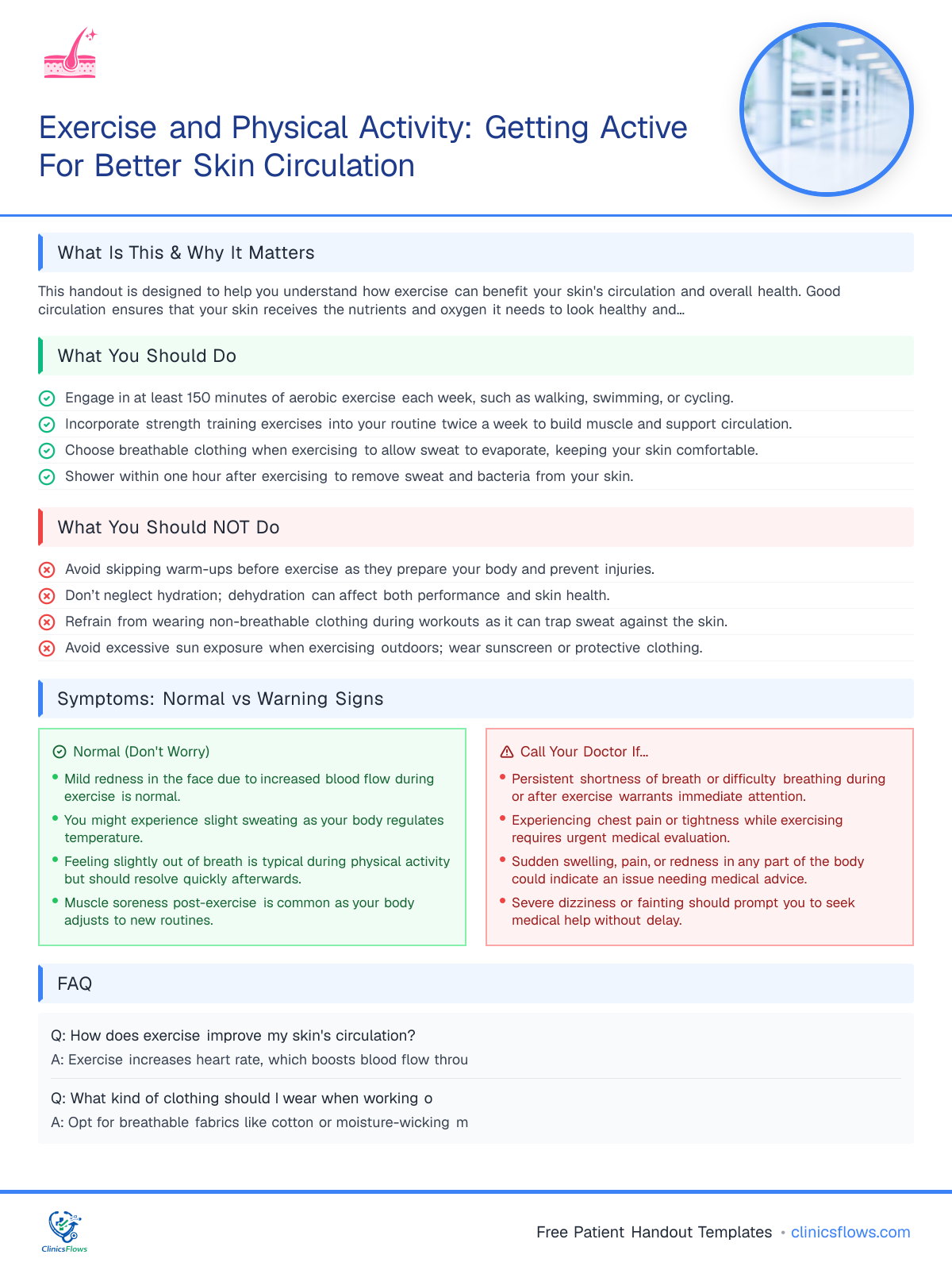 Exercise and Physical Activity: Getting Active For Better Skin Circulation - patient handout preview