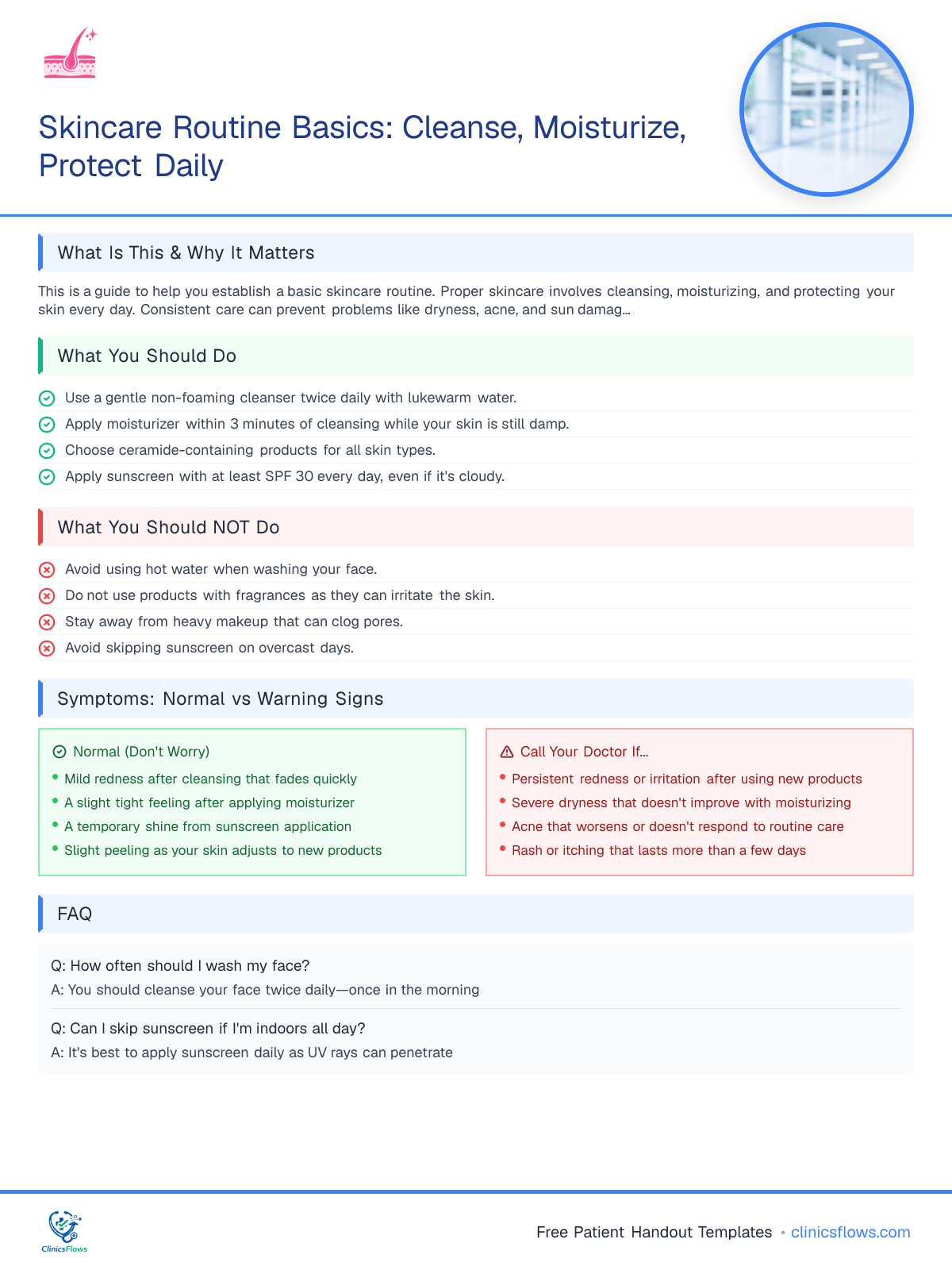 Skincare Routine Basics: Cleanse, Moisturize, Protect Daily - patient handout preview