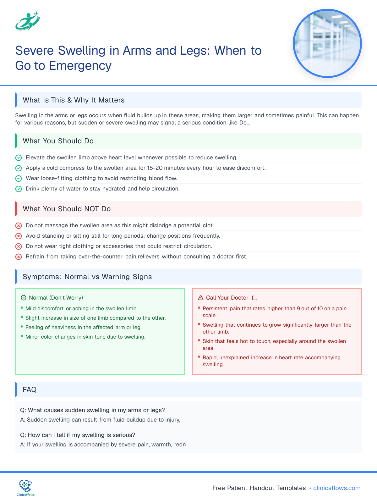 Severe Swelling in Arms and Legs: When to Go to Emergency - patient handout preview