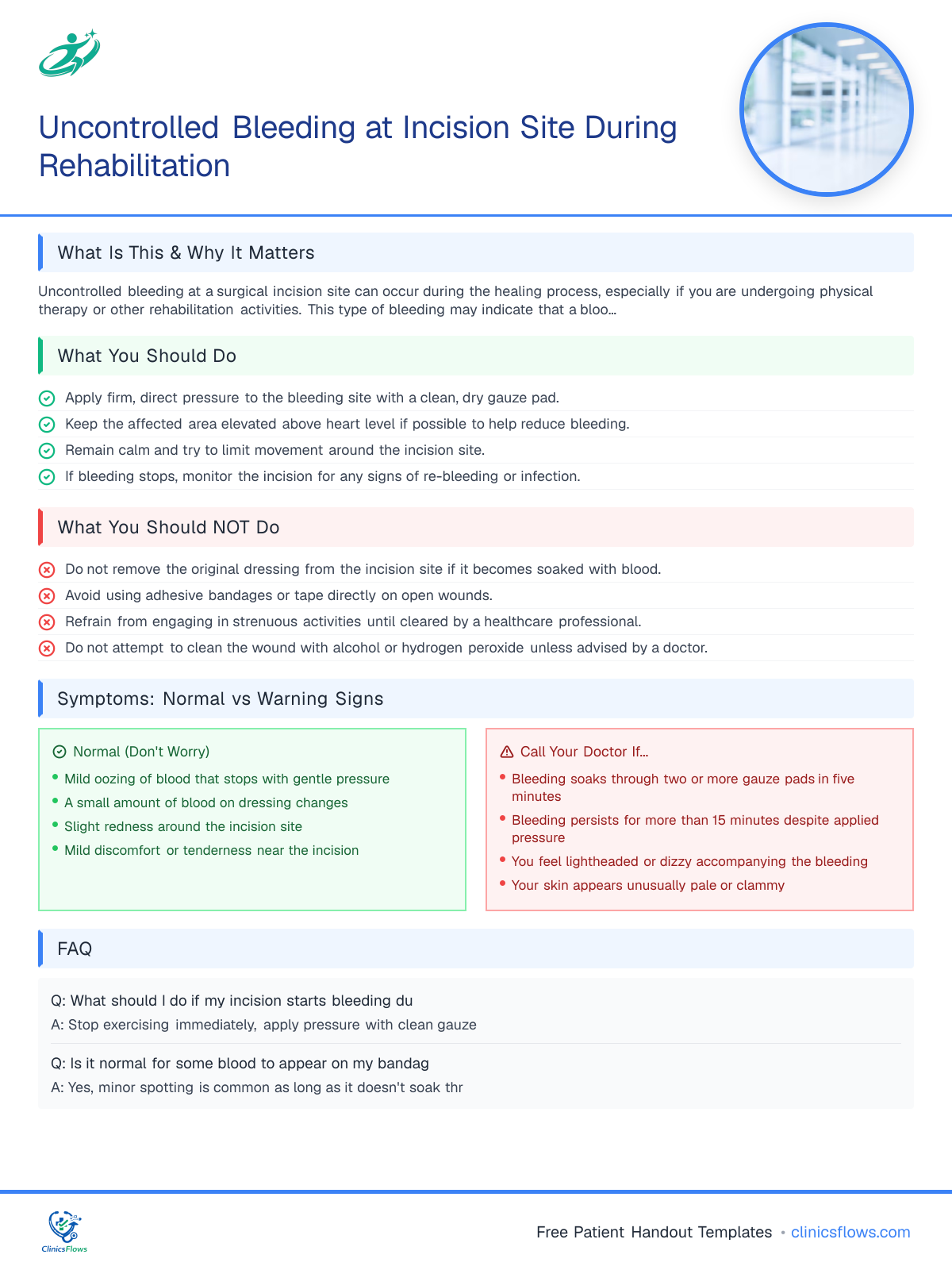 Uncontrolled Bleeding at Incision Site During Rehabilitation - patient handout preview