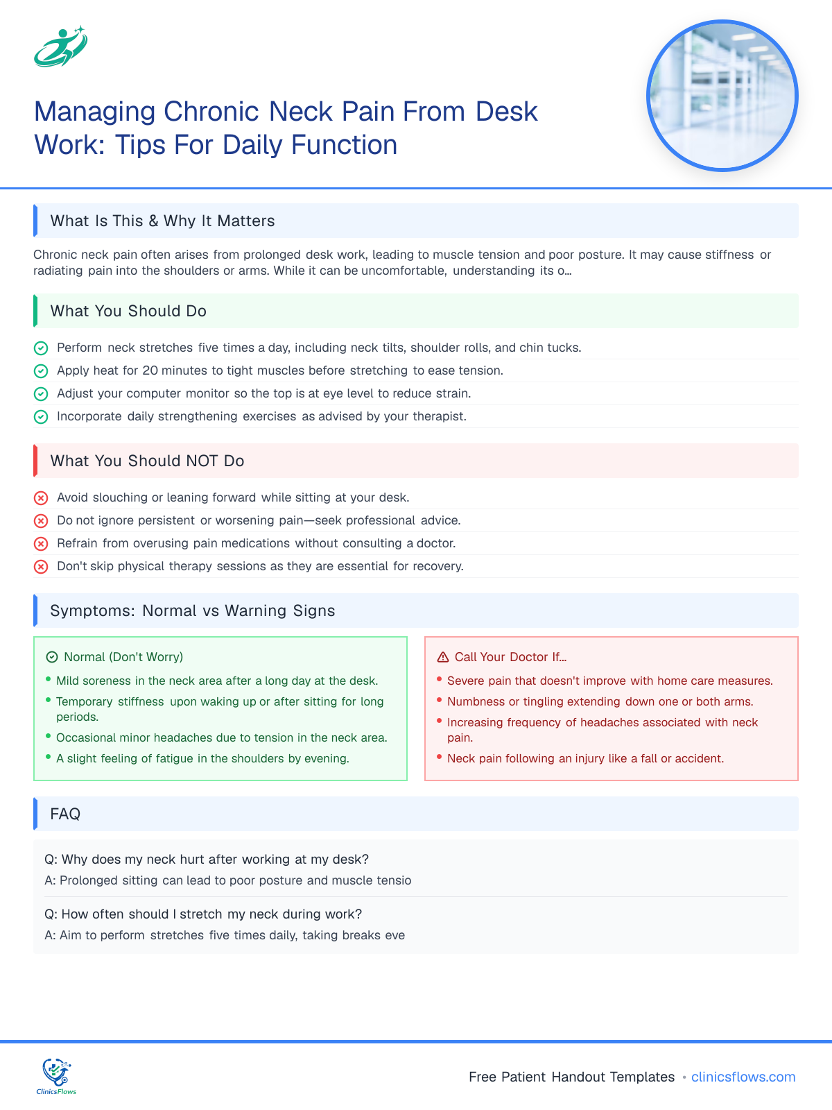 Managing Chronic Neck Pain From Desk Work: Tips For Daily Function - patient handout preview