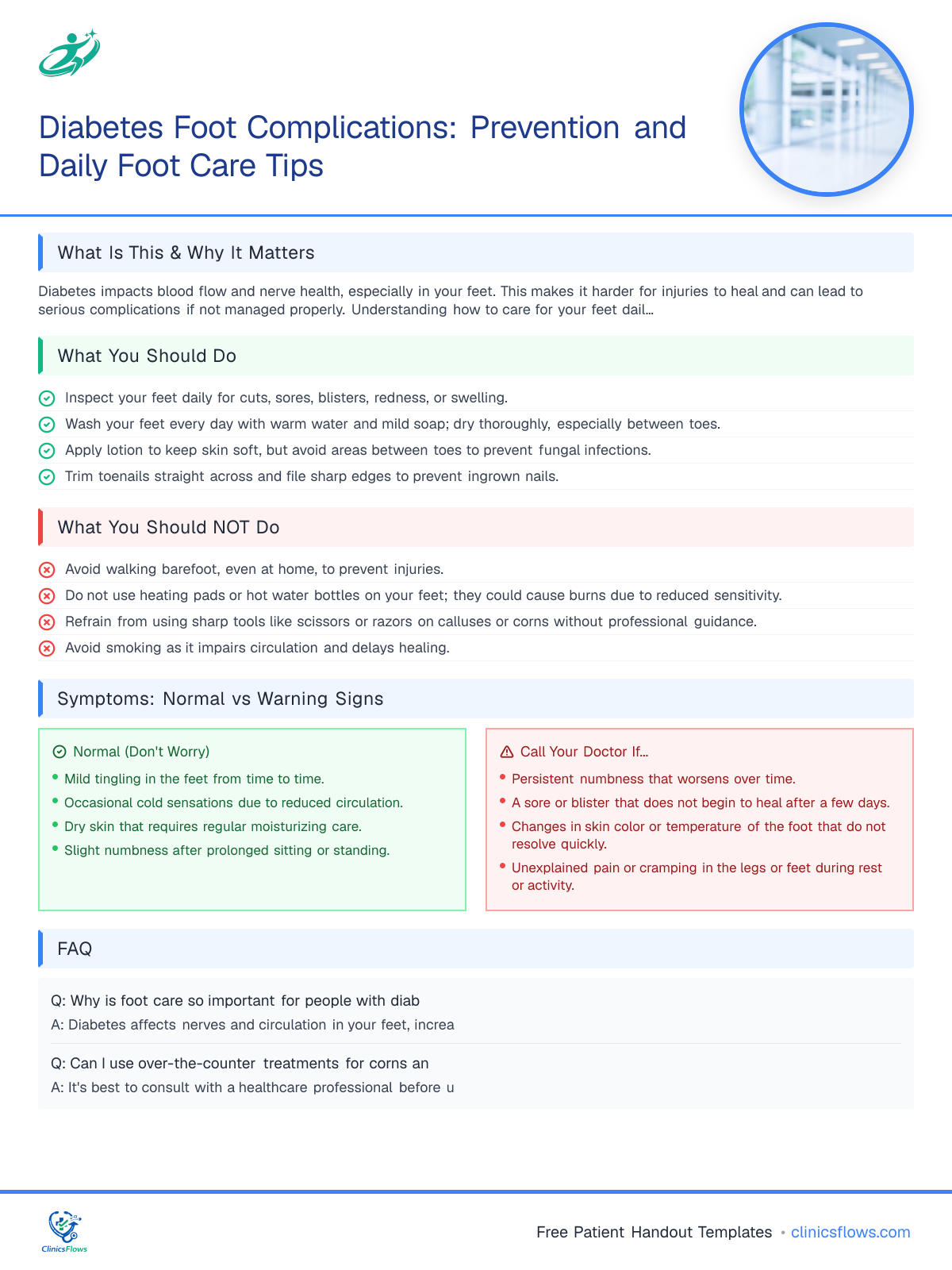 Diabetes Foot Complications: Prevention and Daily Foot Care Tips - patient handout preview