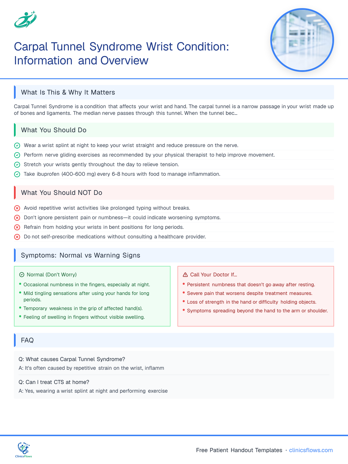 Carpal Tunnel Syndrome Wrist Condition: Information and Overview - patient handout preview