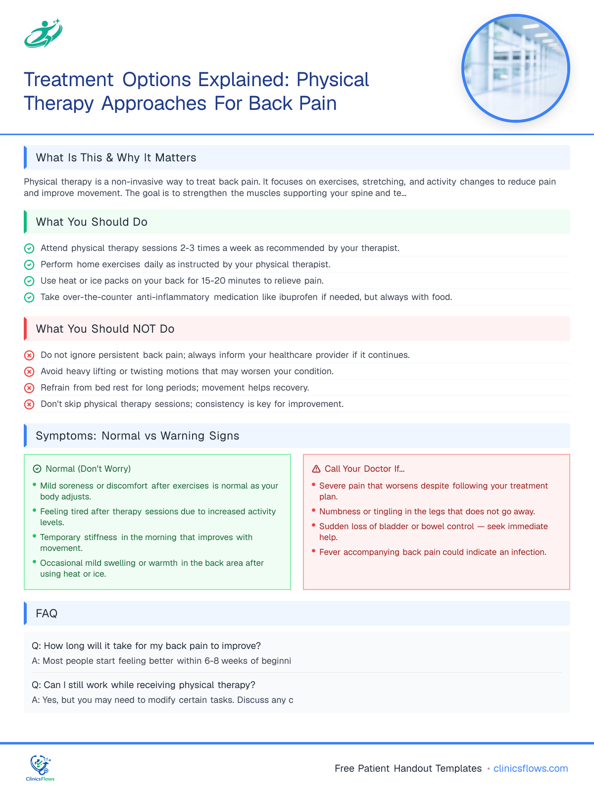 Treatment Options Explained: Physical Therapy Approaches For Back Pain - patient handout preview