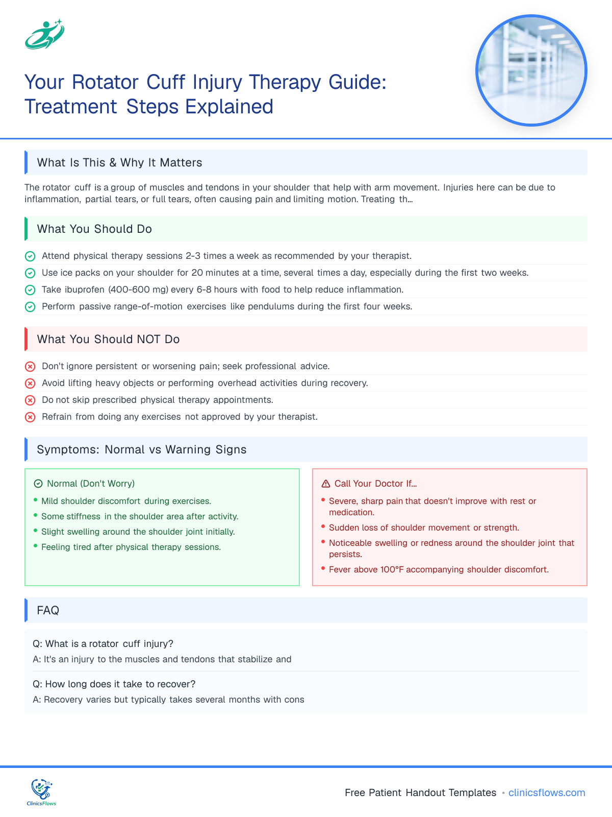 Your Rotator Cuff Injury Therapy Guide: Treatment Steps Explained - patient handout preview