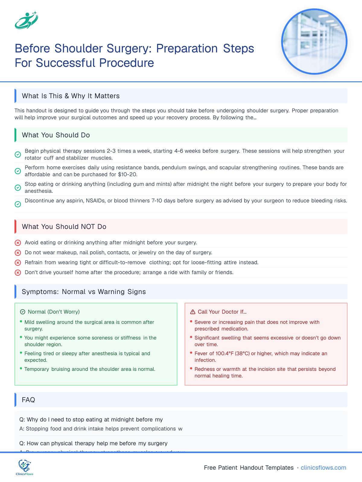 Before Shoulder Surgery: Preparation Steps For Successful Procedure - patient handout preview