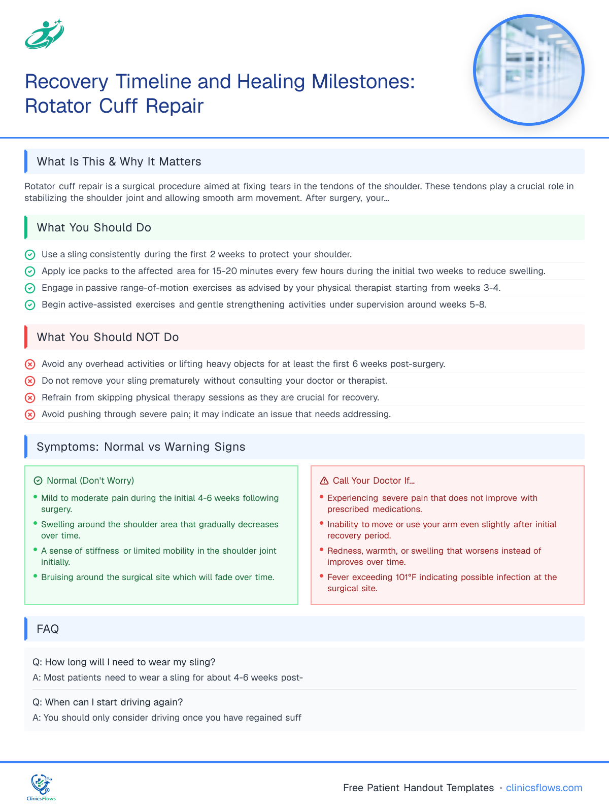 Recovery Timeline and Healing Milestones: Rotator Cuff Repair - patient handout preview